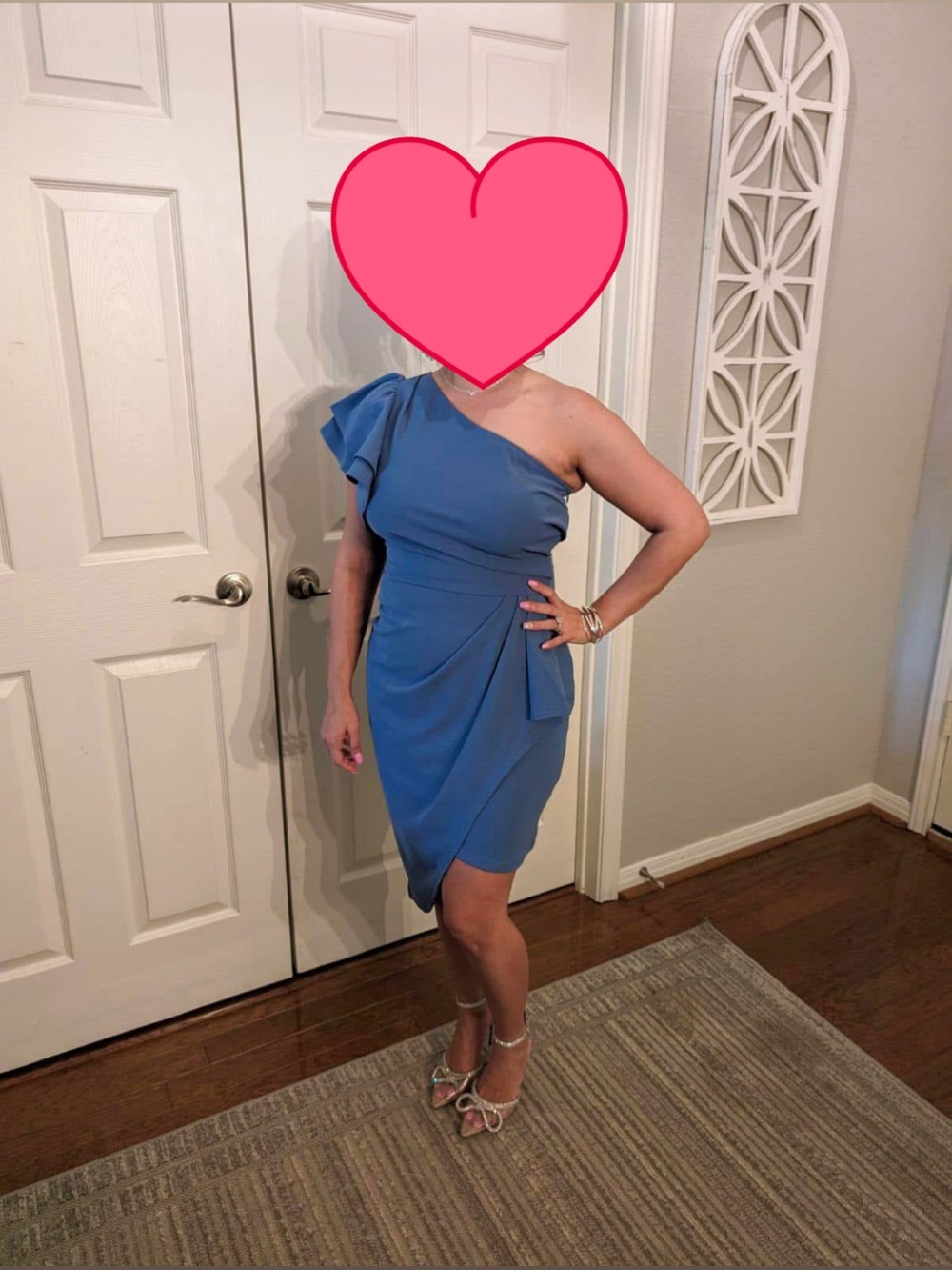 Blue One-Shoulder Ruffle Dress - Picture 3 of 4